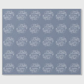 Dusty Blue Blüh Wedding Wrapping Paper Geschenkpapier (Flach)
