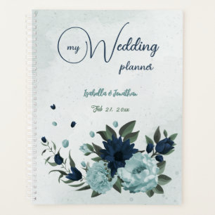 Dusty Blue Blume botanische Hochzeit Planer