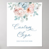 Dusty Blue Blume Custom Brautparty Poster (Vorne)