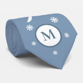 Dusty Blue Blume Power Monogram Neck Tie Krawatte (Gerollt)