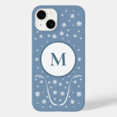 Dusty Blue Blume Power Monogram Phone Case (Rückseite)
