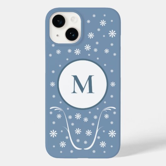 Dusty Blue Blume Power Monogram Phone Case (Rückseite)