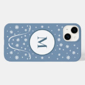 Dusty Blue Blume Power Monogram Phone Case (Rückseite (Horizontal))