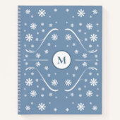 Dusty Blue Blume Power Monogram Rezept Notebook Notizblock (Vorderseite)