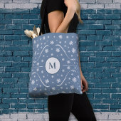 Dusty Blue Blume Power Monogram Tote Bag Tasche