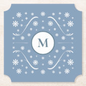 Dusty Blue Blume Power Monogram Untersetzer (Vorderseite)