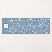 Dusty Blue Blume Power Monogram Yogmata Yogamatte (Vorderseite (Horizontal))