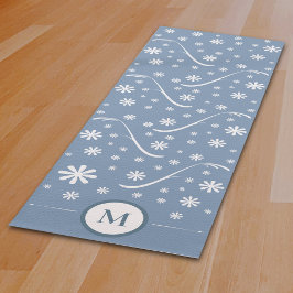 Dusty Blue Blume Power Monogram Yogmata Yogamatte
