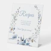 Dusty Blue Blume Verlasst Ihr Rezept Brautparty Sockelschild (Vorderseite)