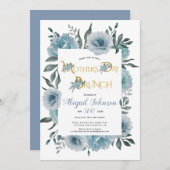 Dusty Blue Blumen Mütter Tag Brunch Einladung (Vorne/Hinten)