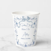 Dusty Blue Blumenband Elegantes Brautparty Pappbecher (Rückseite)