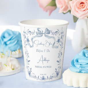 Dusty Blue Blumenband Elegantes Brautparty Pappbecher