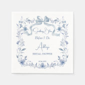 Dusty Blue Blumenband Elegantes Brautparty Serviette (Vorderseite)