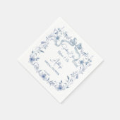 Dusty Blue Blumenband Elegantes Brautparty Serviette (Ecke)