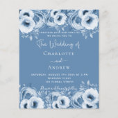Dusty Blue Blumenchic Budget Hochzeit Einladung Flyer (Vorne)