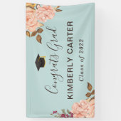 Dusty Blue Blush Floral Graduate Party Banner (Vertikal)