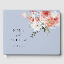 Dusty Blue Blush Floral Wedding Gästebuch