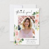Dusty Blue Blush Pink Abschluss Foto Dankeskarte (Vorderseite)