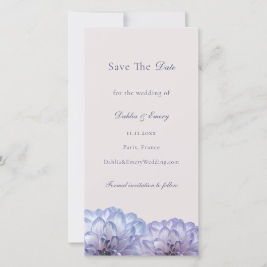 Dusty Blue Blush Pink Blues Hochzeit Save The Date (Vorderseite)