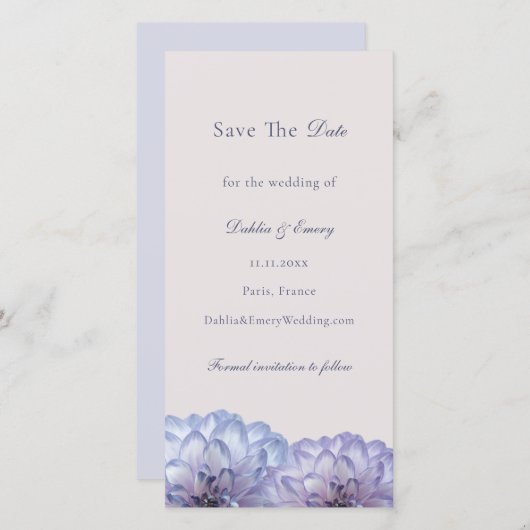 Dusty Blue Blush Pink Blues Hochzeit Save The Date (Vorne/Hinten)