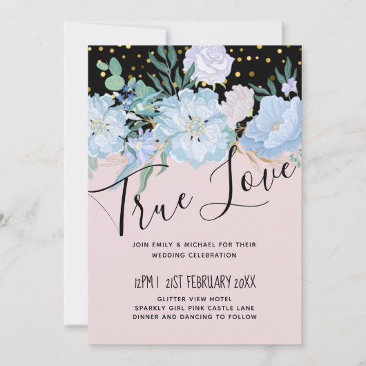 Dusty Blue Blush Pink Blues Hochzeitsbudget (Vorderseite)