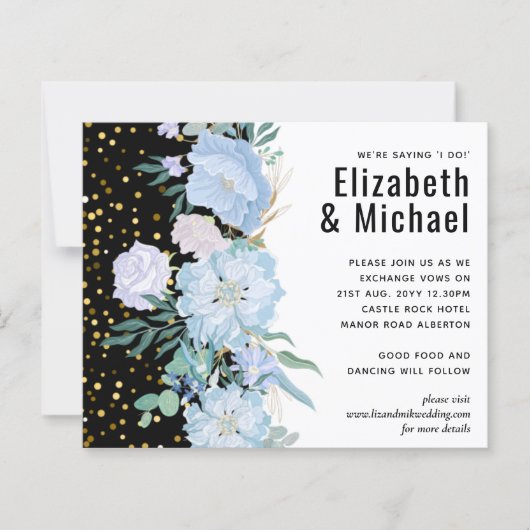 Dusty Blue Blush Pink Blues Hochzeitsbudget (Vorderseite)