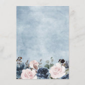 Dusty Blue Blush Pink Botanische Hochzeit mit flor Begleitkarte (Rückseite)