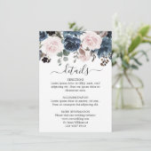 Dusty Blue Blush Pink Botanische Hochzeit mit flor Begleitkarte (Stehend Vorderseite)