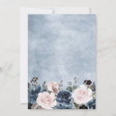 Dusty Blue Blush Pink Botanische Hochzeit mit flor Einladung (Rückseite)