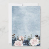 Dusty Blue Blush Pink Botanische Hochzeit mit flor Save The Date (Rückseite)