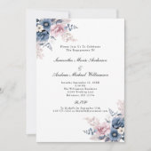 Dusty Blue Blush Pink Botanische Verlobung Einladung (Vorderseite)