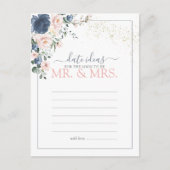 Dusty Blue Blush Pink Date Ideas Postkarte (Vorderseite)