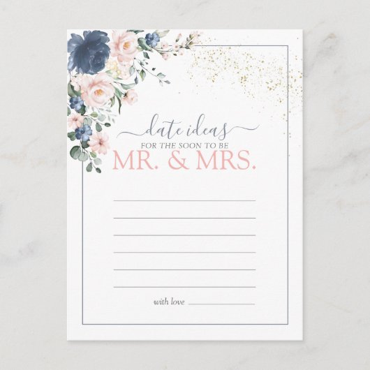 Dusty Blue Blush Pink Date Ideas Postkarte (Vorderseite)
