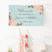 Dusty Blue Blush Pink Elegante Hochzeitsfeier Banner (Insitu)