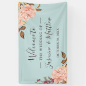 Dusty Blue Blush Pink Elegante Hochzeitsfeier Banner (Vertikal)