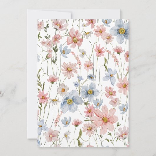 Dusty Blue Blush Pink Eleganter Garten Hochzeit Einladung (Rückseite)