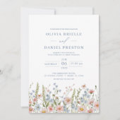 Dusty Blue Blush Pink Eleganter Garten Hochzeit Einladung (Vorderseite)
