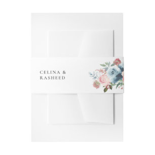 Dusty Blue & Blush Pink Floral 2 Einladungsbanderole