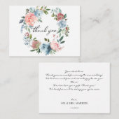 Dusty Blue & Blush Pink Floral 2 Vielen Dank Hinwe Mitteilungskarte (Vorne/Hinten)