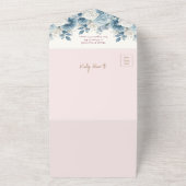 Dusty Blue Blush Pink Floral Brautparty All In One Einladung (Außenbereich)