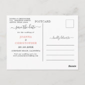 Dusty Blue Blush Pink Floral Save the Date Postkarte (Rückseite)