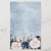 Dusty Blue Blush Pink Floral Wedding Menu (Rückseite)