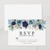 Dusty Blue Blush Pink Floral Wedding RSVP Karte (Vorne/Hinten)