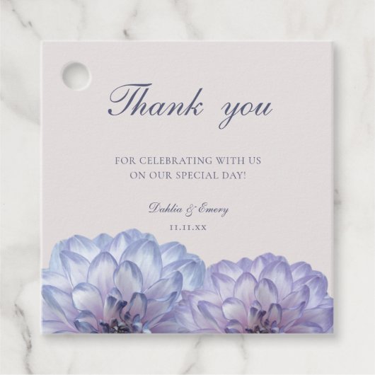 Dusty Blue Blush Pink Floral Wedding Vielen Dank Geschenkanhänger (Vorderseite)