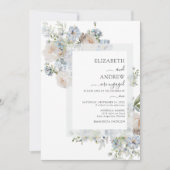 Dusty Blue & Blush Pink Foto Verlobung Einladung (Vorderseite)