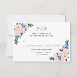 Dusty Blue Blush Pink Geometric Wedding Meals RSVP Karte