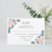 Dusty Blue Blush Pink Geometric Wedding Meals RSVP Karte (Stehend Vorderseite)