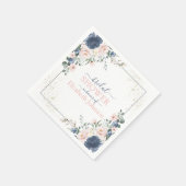 Dusty Blue Blush Pink Gold Floral Brautparty Serviette (Ecke)