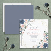 Dusty Blue Blush Pink Gold Floral Bridesmaid Mitta Einladung