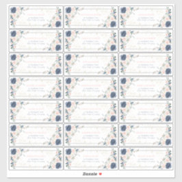 Dusty Blue Blush Pink Gold Floral Gastadresse Aufkleber